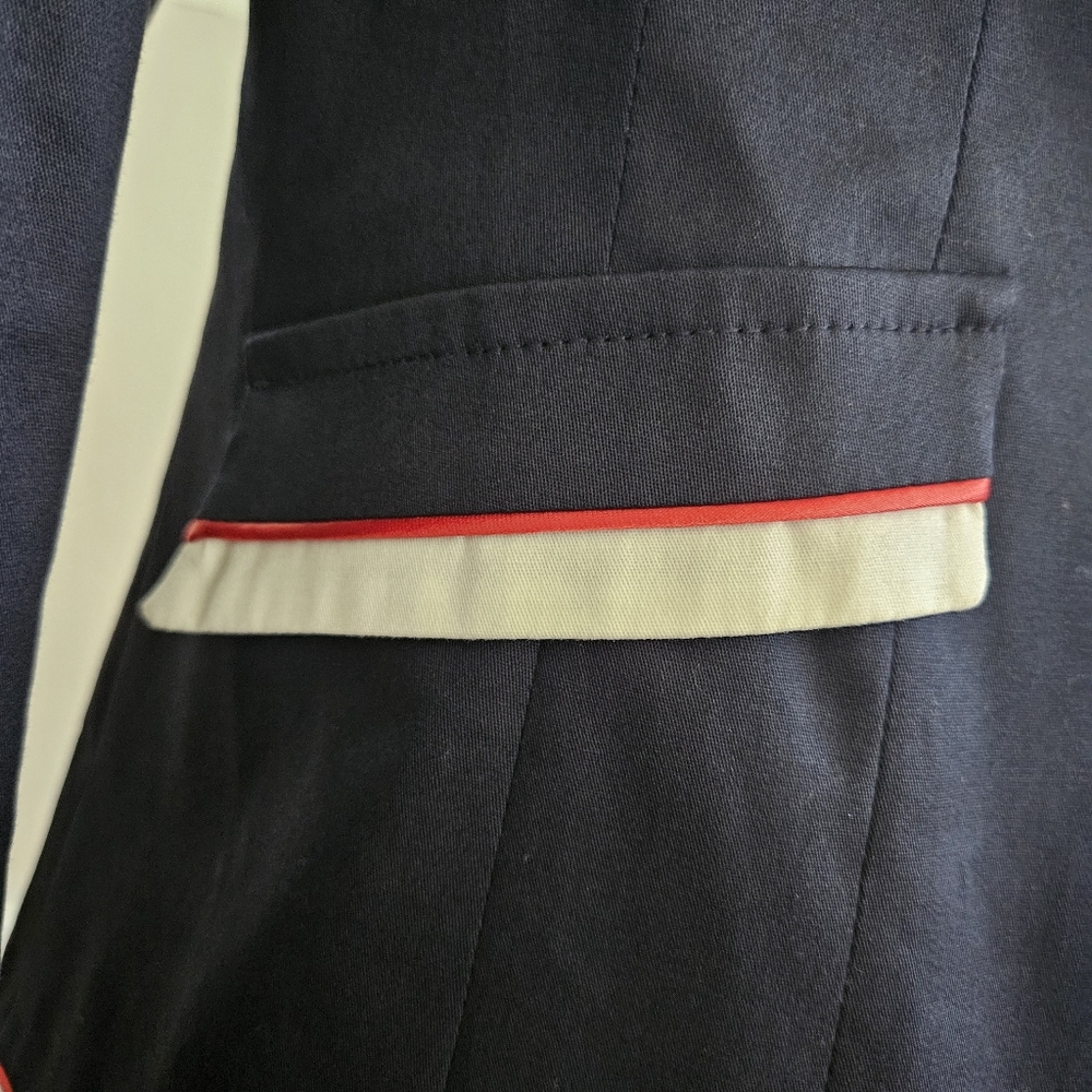 Blue and White Blazer with Notched Lapel and Tailored Fit - Picture 5 of 10